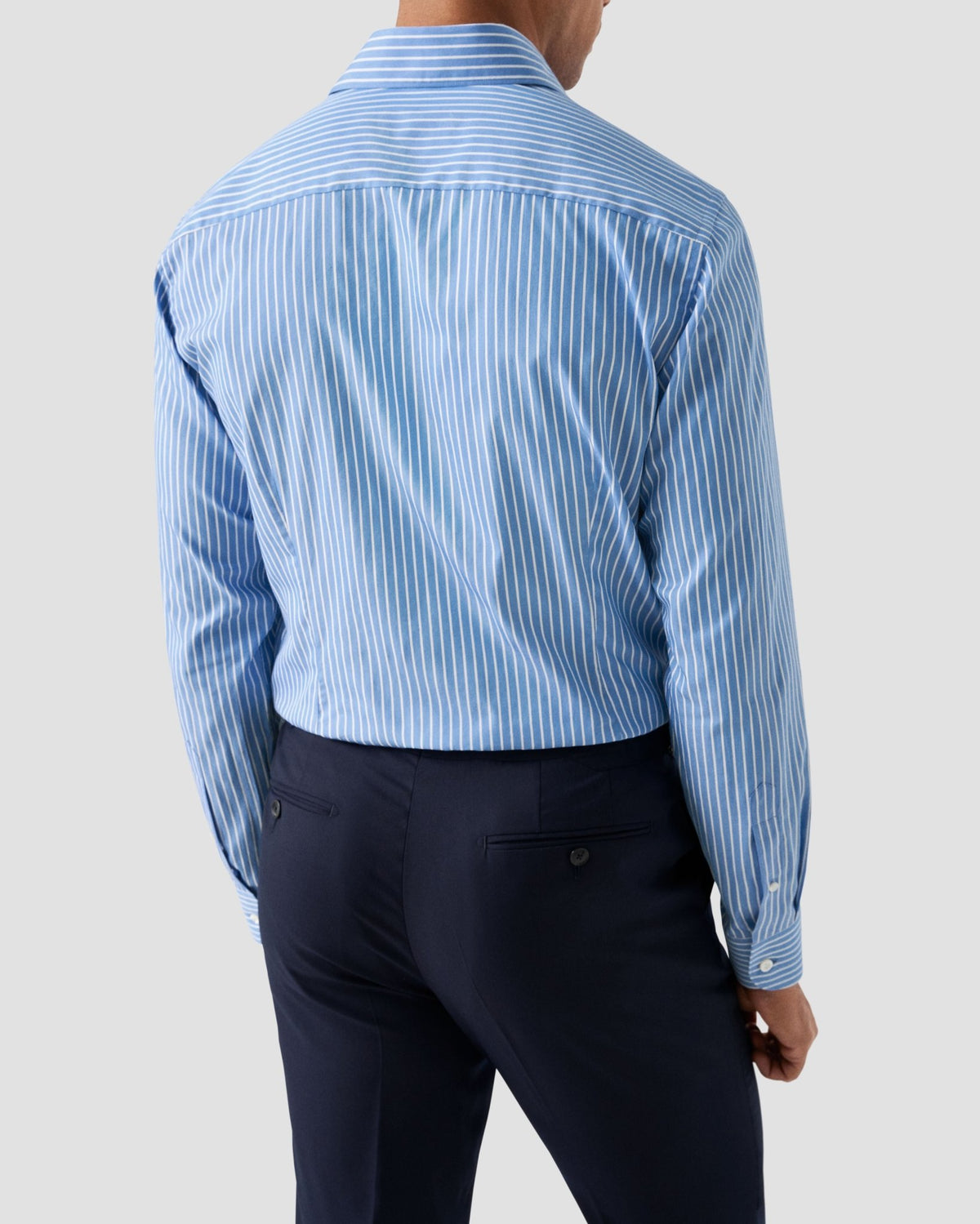 Blue Cotton & Silk Stripe Shirt - Eton Shirts Shirts