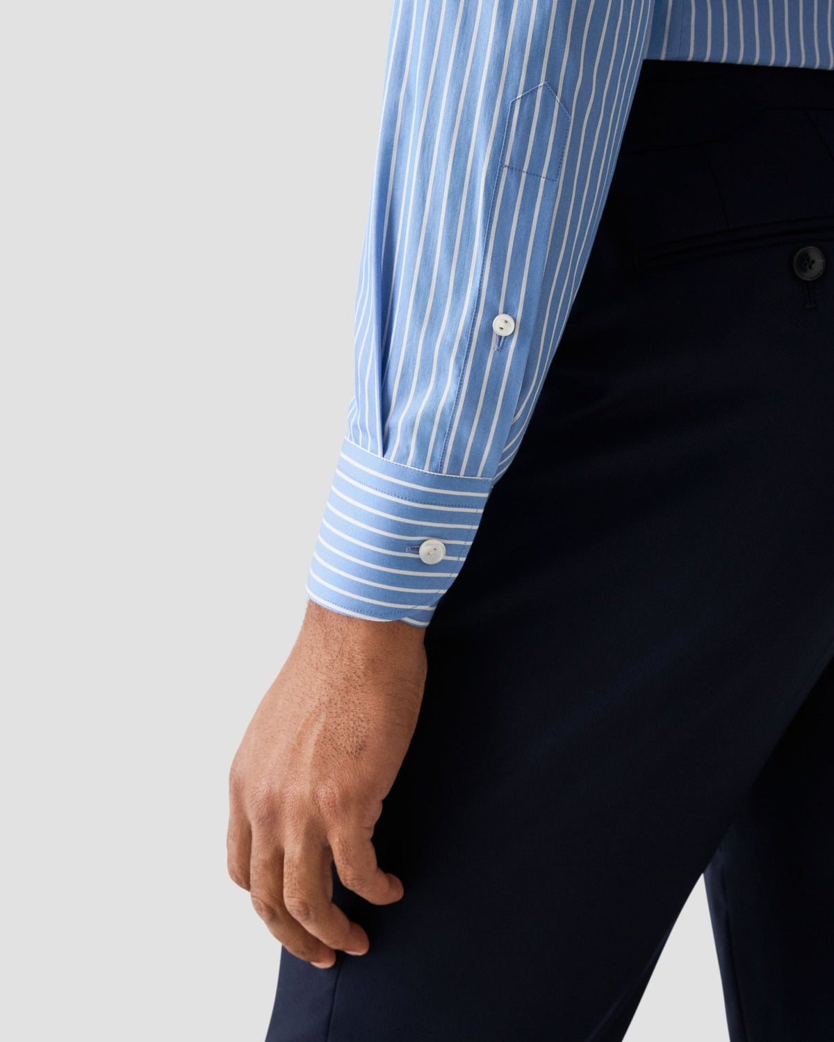 Blue Cotton & Silk Stripe Shirt - Eton Shirts Shirts