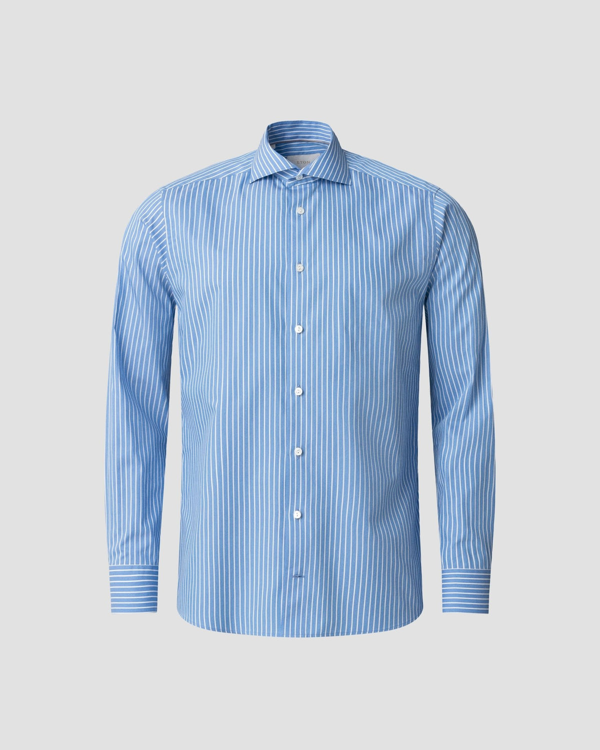 Blue Cotton & Silk Stripe Shirt - Eton Shirts Shirts