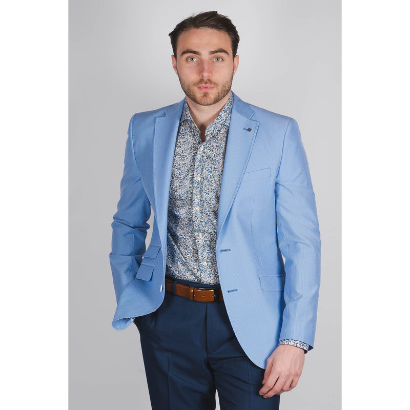 Blue Floral Bari Cut Away Collar Shirt - Thomas Maine