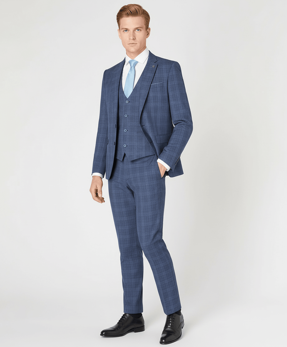 Blue Woolrich Check Suit - Remus Uomo Suits