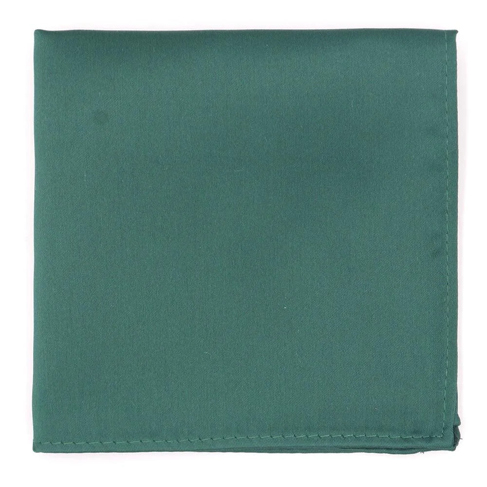 Bottle Green Satin Pocket Square - Leonard Silver Pocket Squares