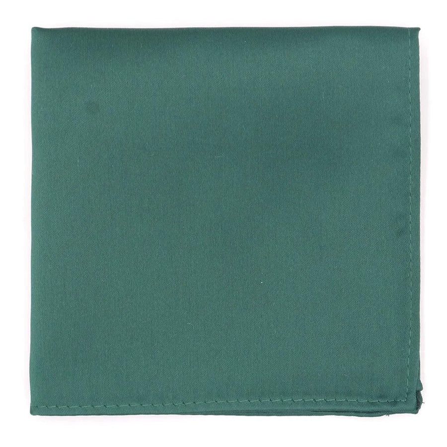 Bottle Green Satin Pocket Square - Leonard Silver Pocket Squares