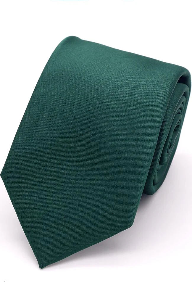 Bottle Green Satin Tie - Leonard Silver Neck Ties