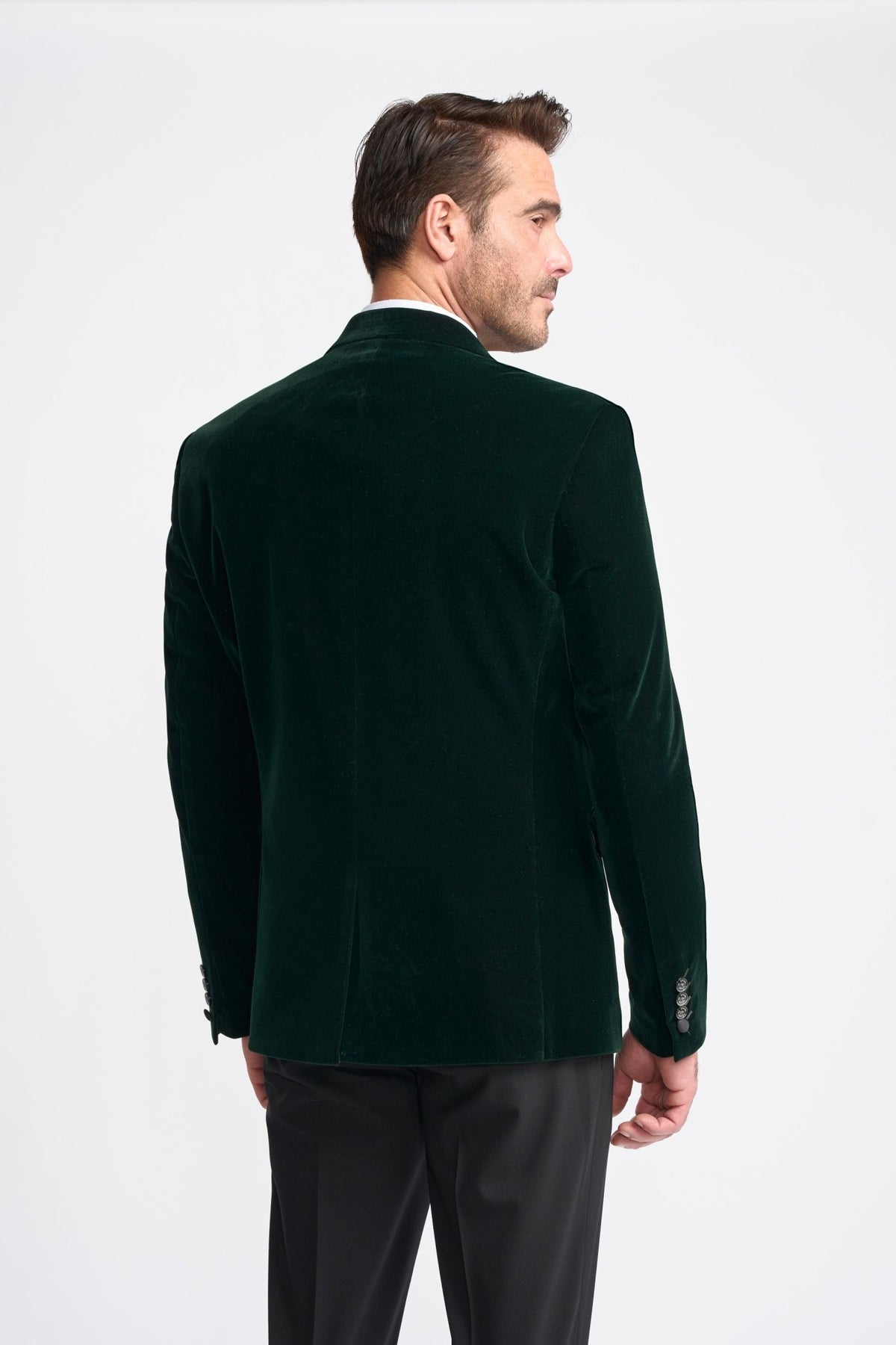 Bottle Green Smoking Jacket - Leonard Silver Blazers