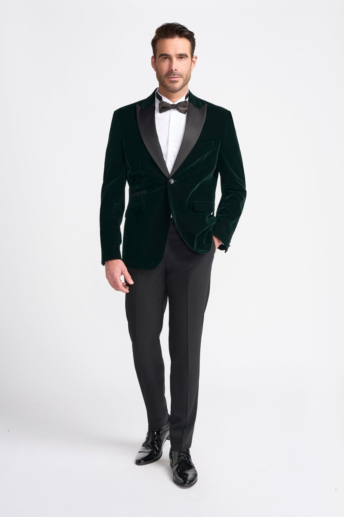 Bottle Green Smoking Jacket - Leonard Silver Blazers