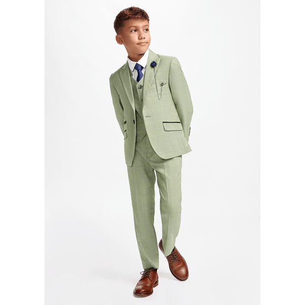 Boy's Sage Green Check Suit for Weddings