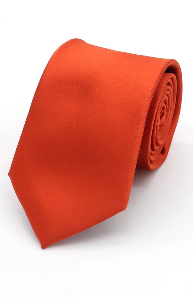 Burnt Orange Satin Tie - Leonard Silver Neck Ties