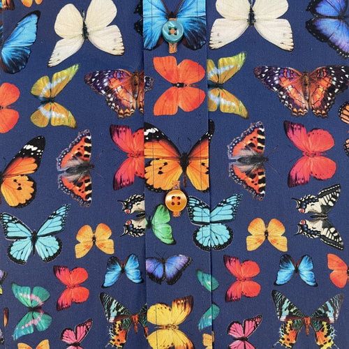 Butterfly Print Shirt Navy - Claudio Lugli