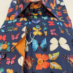 Butterfly Print Shirt Navy - Claudio Lugli