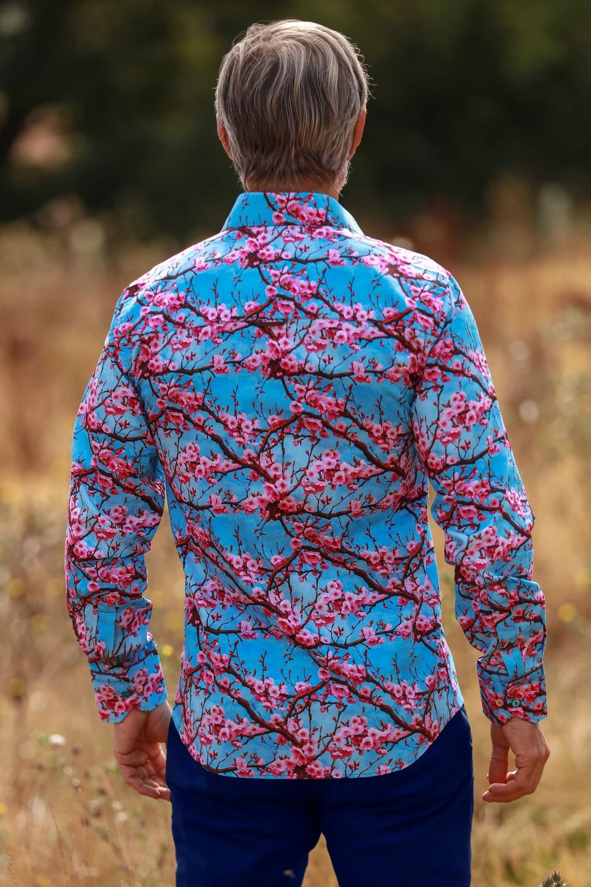 Cherry Blossom Shirt in Blue - Claudio Lugli