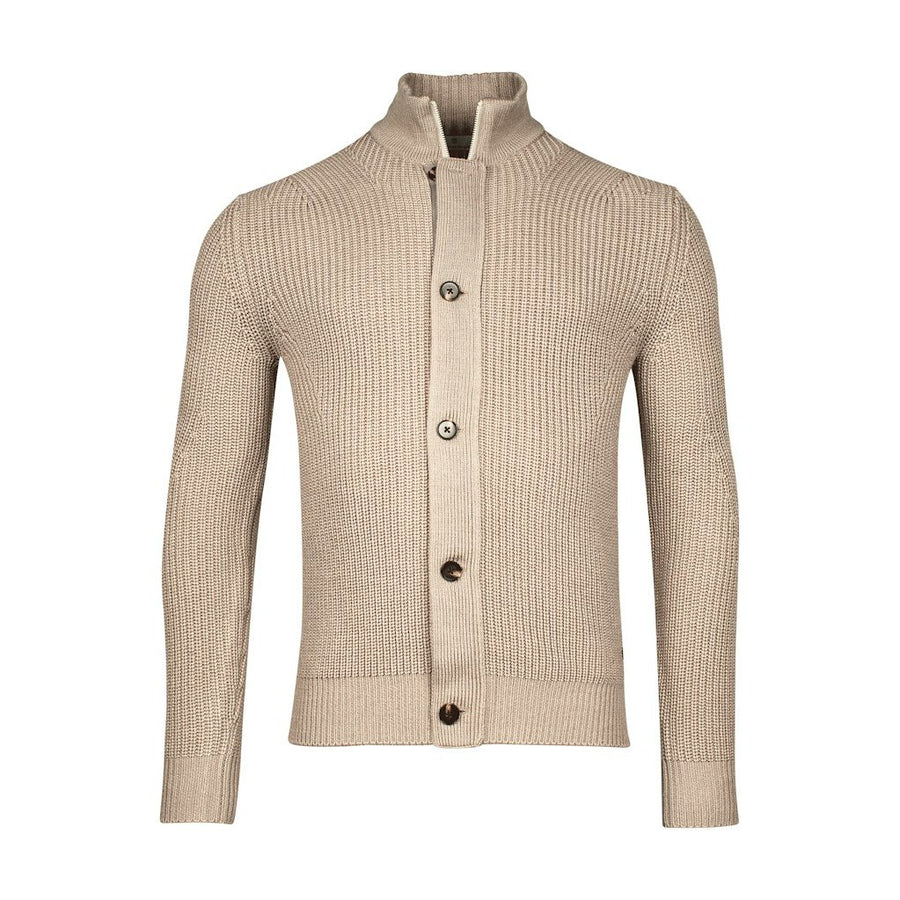 Chunky Knit Beige Cardigan - Thomas Maine