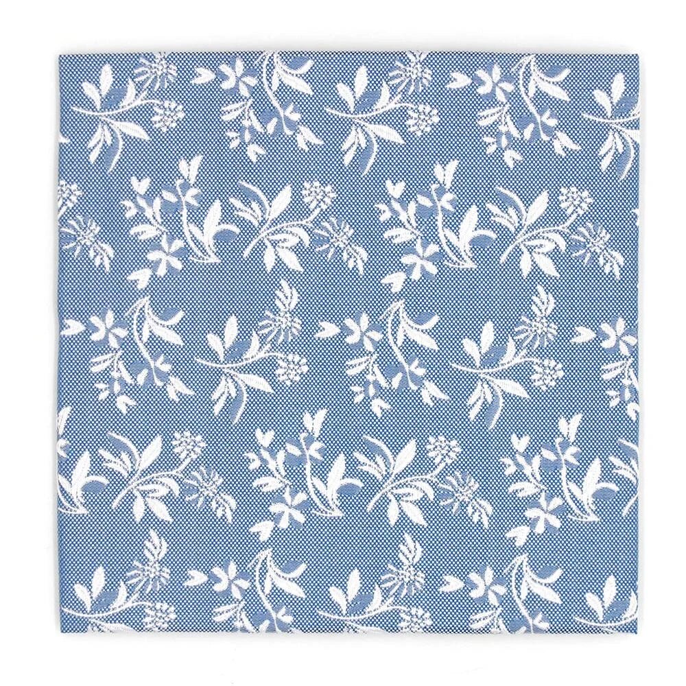 Classic Floral Silk Pocket Square Sky - Leonard Silver Pocket Squares