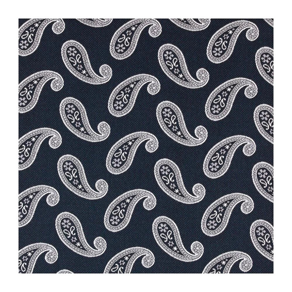 Classic Paisley Silk Pocket Square Black - Leonard Silver Pocket Squares