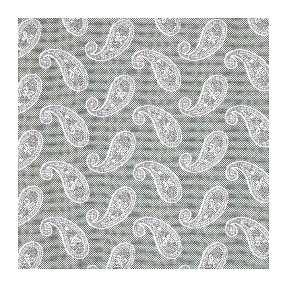 Classic Paisley Silk Pocket Square Sage - Leonard Silver Pocket Squares