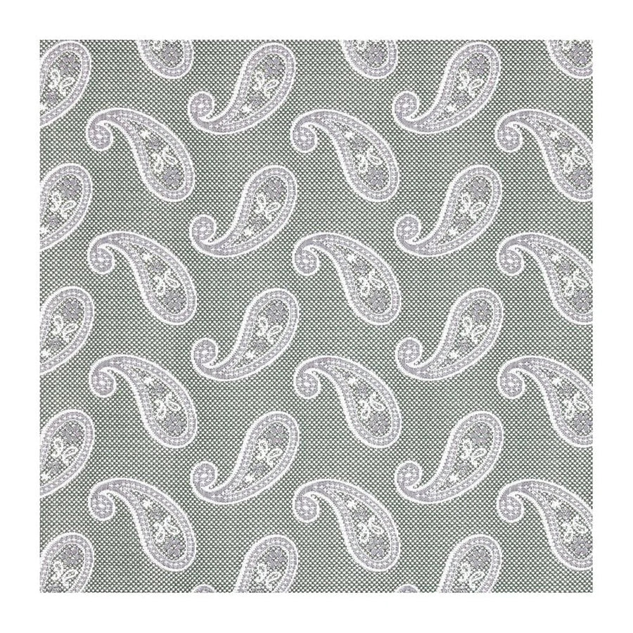 Classic Paisley Silk Pocket Square Sage - Leonard Silver Pocket Squares