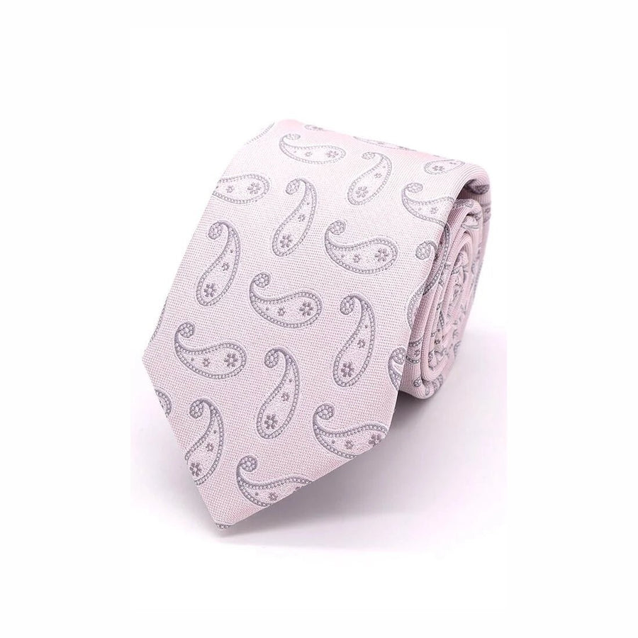 Classic Paisley Silk Tie Pink - Leonard Silver Neck Ties