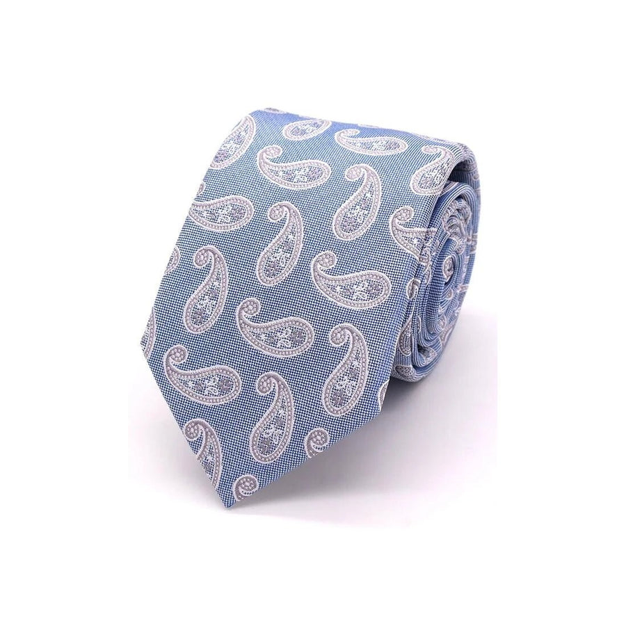 Classic Paisley Silk Tie Sky - Leonard Silver Neck Ties