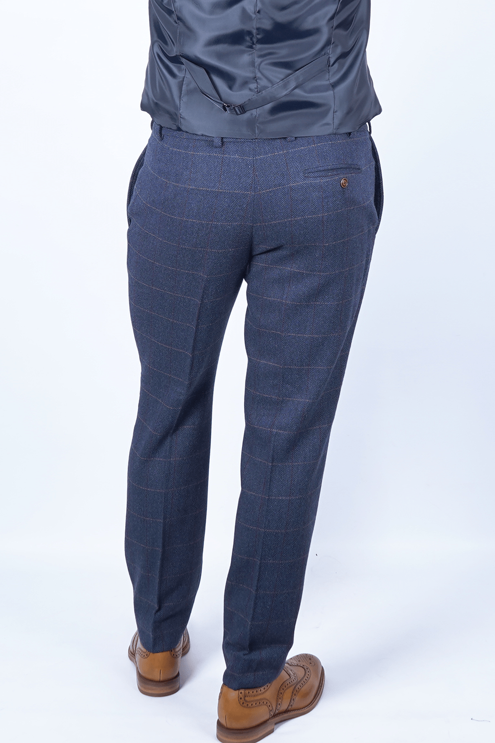 Complete Navy Blue Check Tweed Suit Outfit - Fast Bundle Shirts