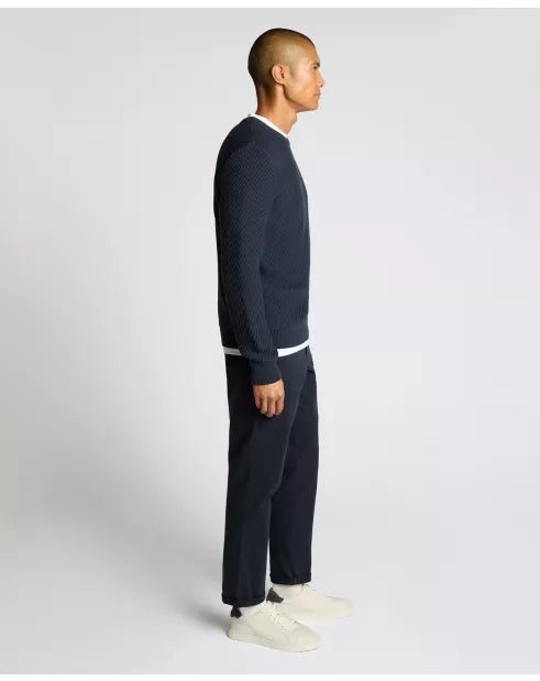 Crew Neck Diagonal Knitted Sweater - Remus Uomo Knitwear
