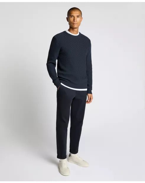 Crew Neck Diagonal Knitted Sweater - Remus Uomo Knitwear