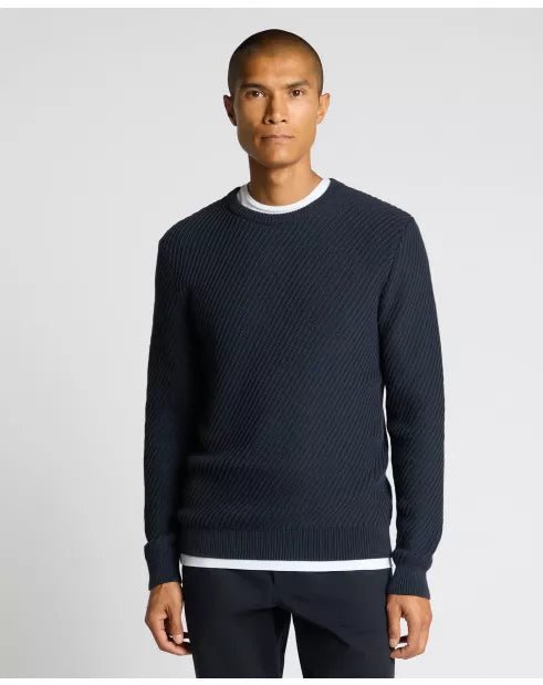 Crew Neck Diagonal Knitted Sweater - Remus Uomo Knitwear