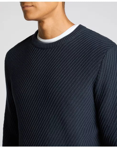 Crew Neck Diagonal Knitted Sweater - Remus Uomo Knitwear