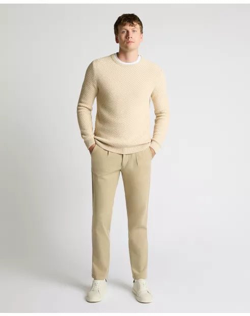 Crew Neck Diagonal Knitted Sweater - Remus Uomo Knitwear