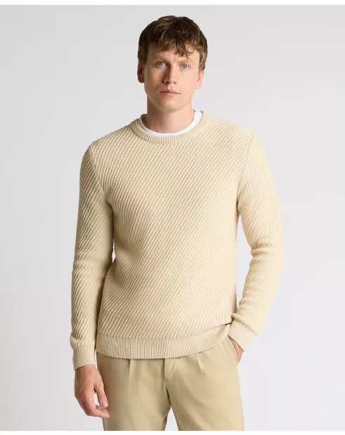 Crew Neck Diagonal Knitted Sweater - Remus Uomo Knitwear