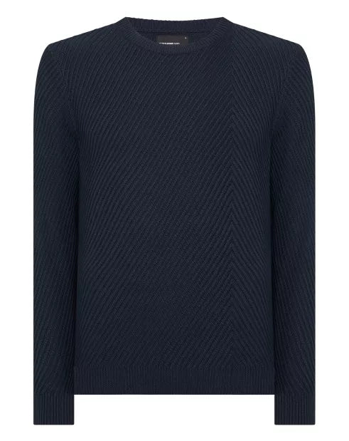 Crew Neck Diagonal Knitted Sweater - Remus Uomo Knitwear