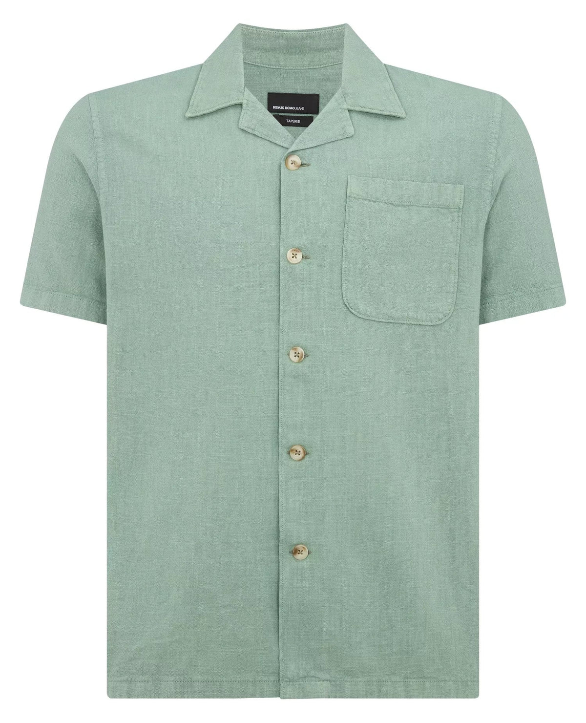 Cuban Collar Linen Shirt Olive - Remus Uomo