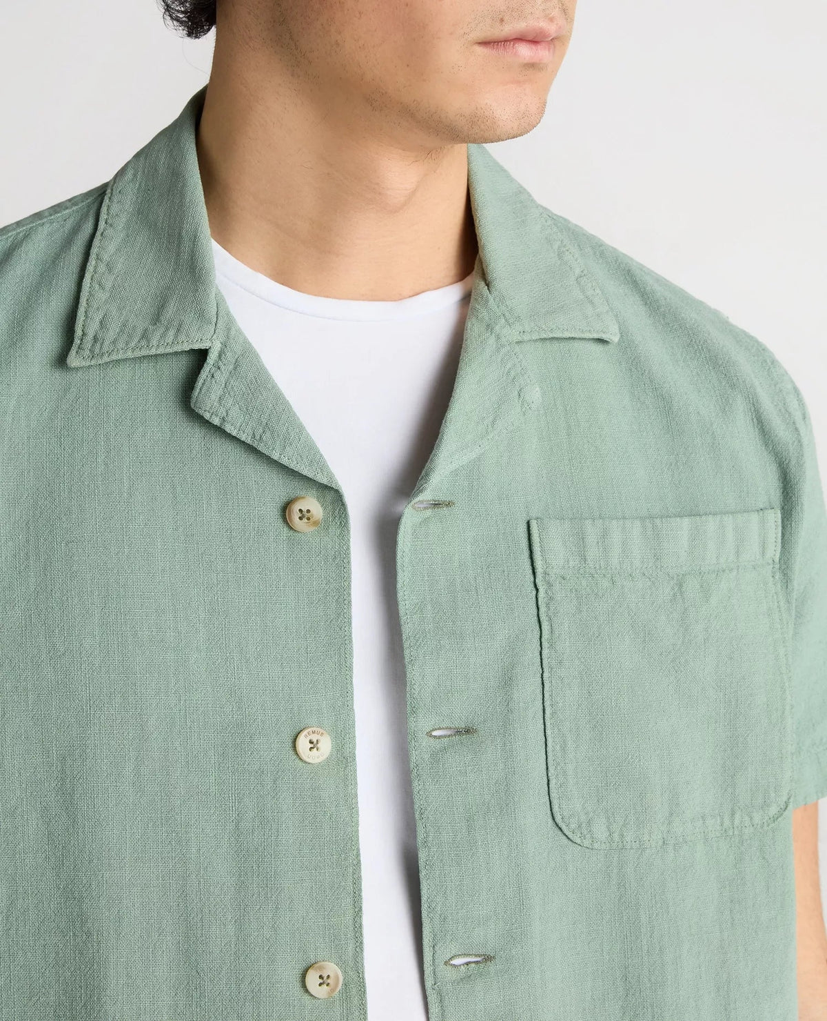 Cuban Collar Linen Shirt Olive - Remus Uomo