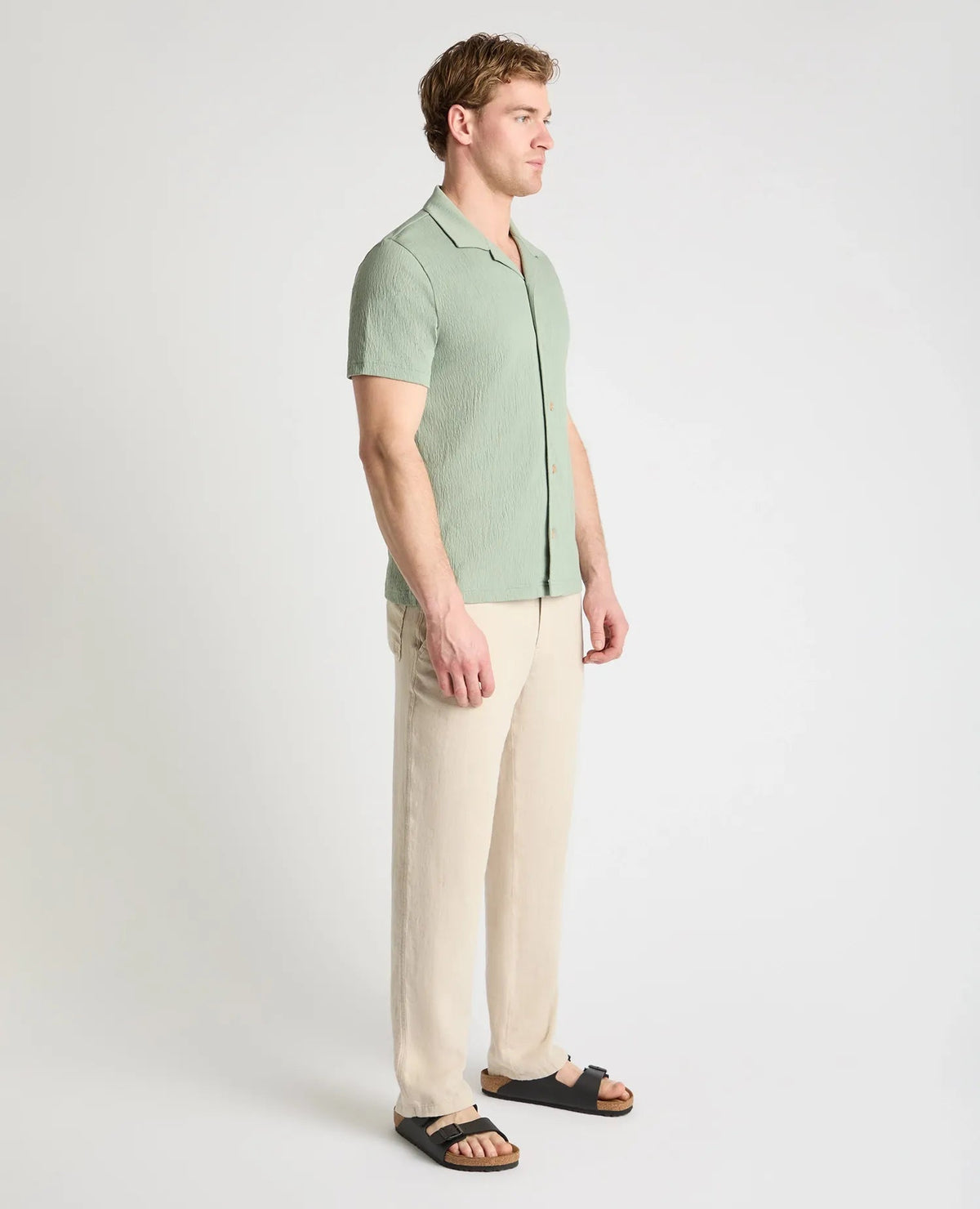 Cuban Collar Short Sleeve Shirt Light Green - Remus Uomo Shirts