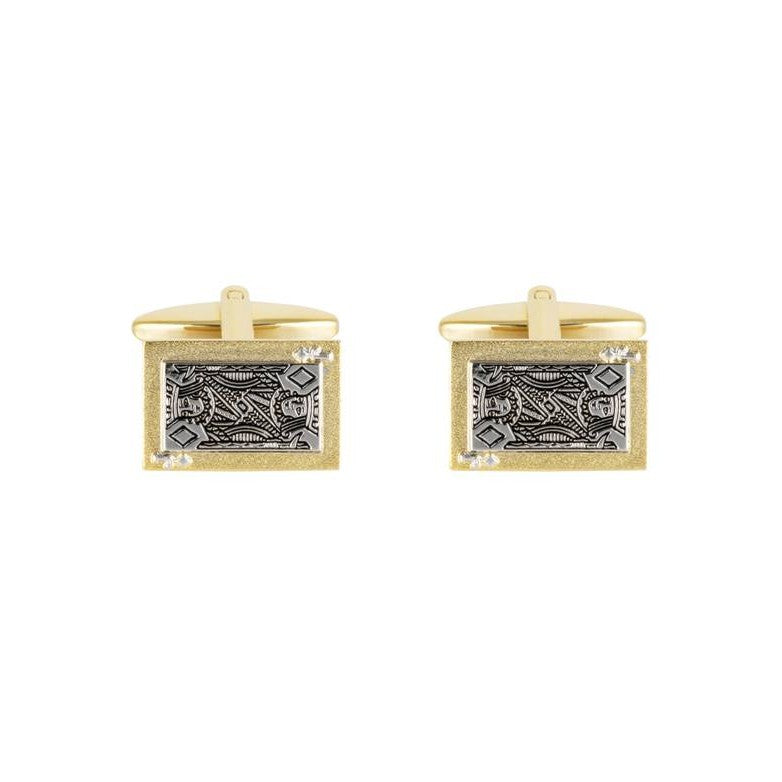 Queen Of Clubs Playing Card Cufflinks - Leonard Silver - front pair