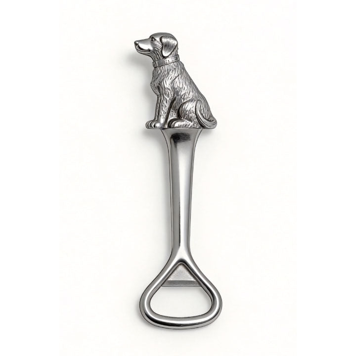 Sitting Dog Beer Bottle Opener - Leonard Silver - front view