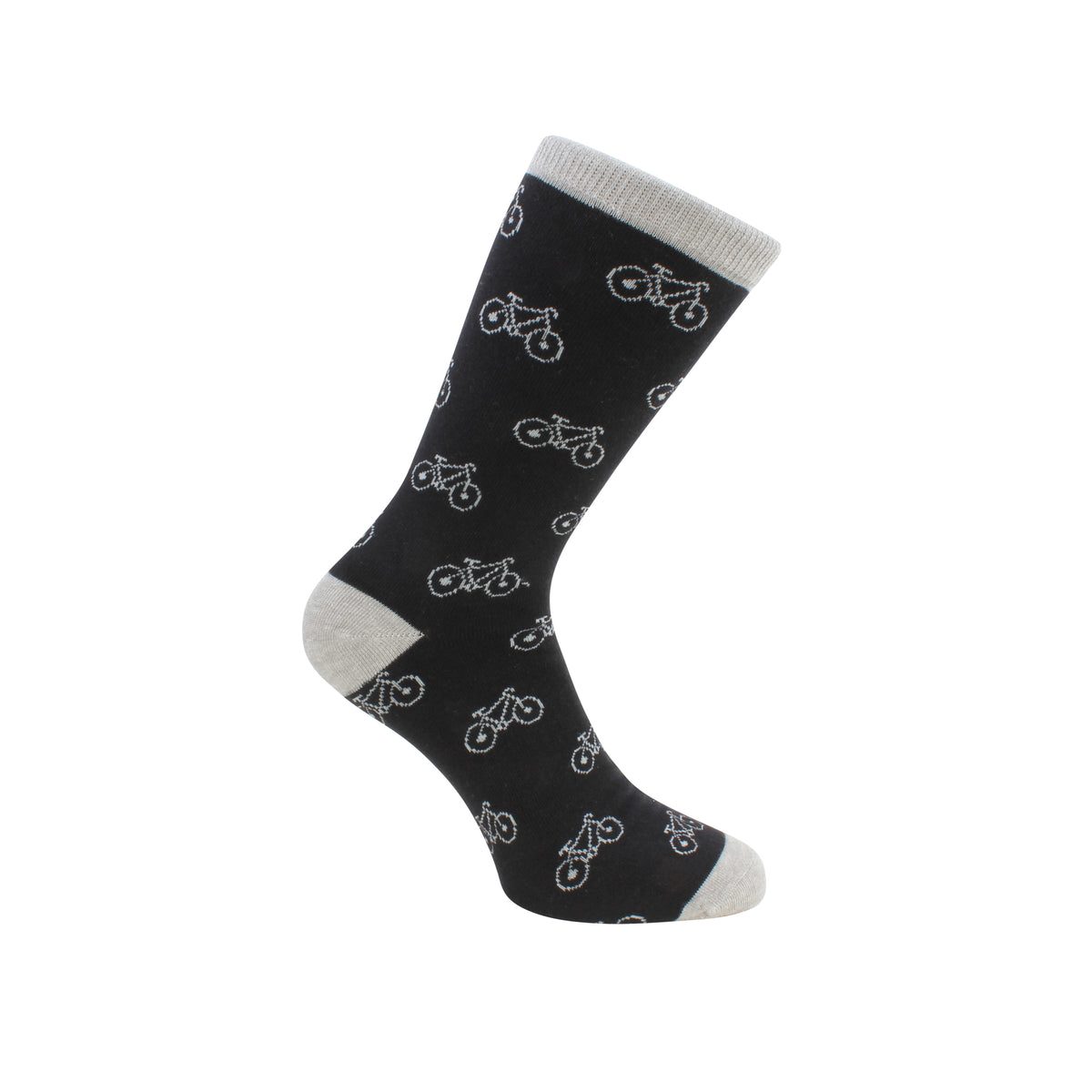 Bicycle Socks - Black and Grey Combed Cotton - Leonard Silver - side view