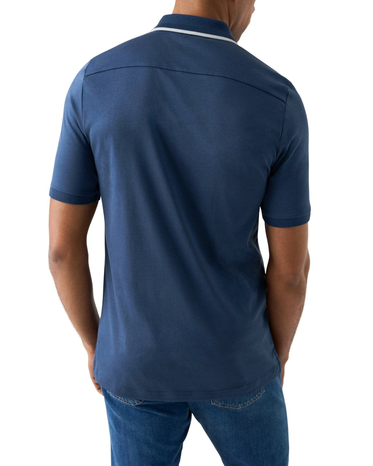 Dark Blue Cotton Interlock Polo Shirt - Eton Shirts