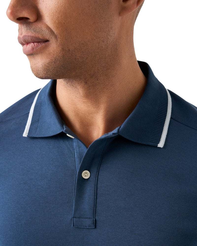 Dark Blue Cotton Interlock Polo Shirt - Eton Shirts