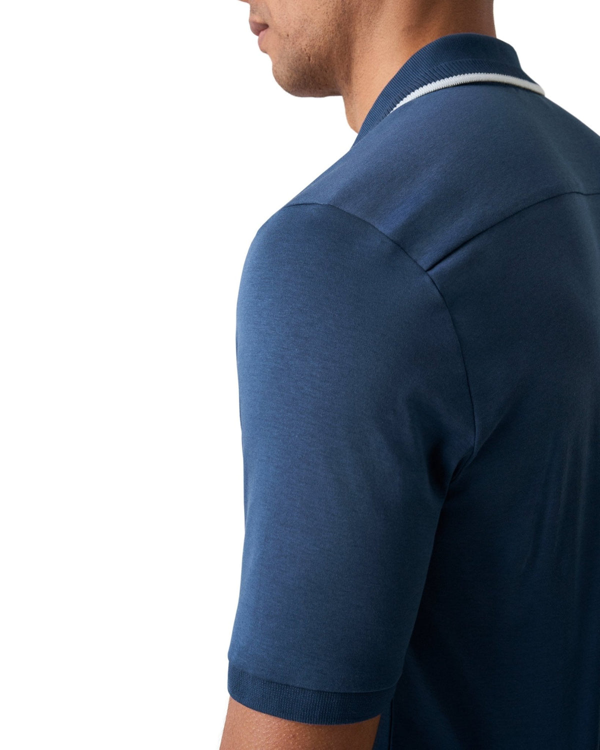 Dark Blue Cotton Interlock Polo Shirt - Eton Shirts
