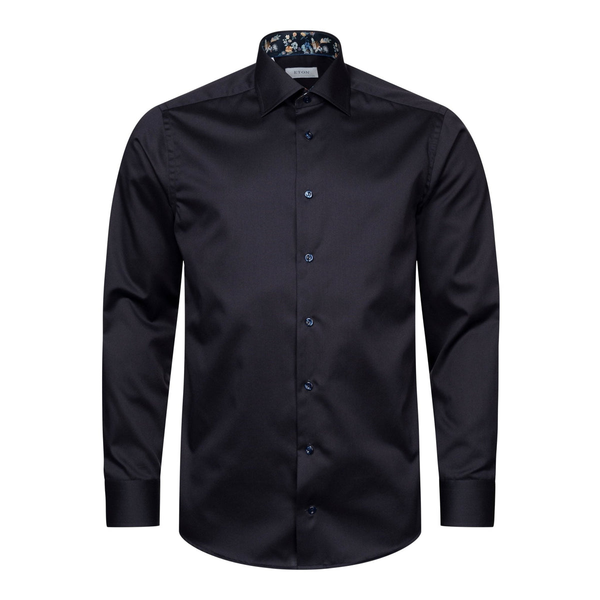 Dark Navy Shirt with Floral Insert - Eton Shirts Shirts