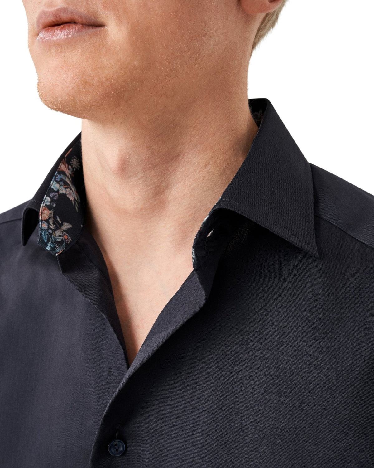 Dark Navy Shirt with Floral Insert - Eton Shirts Shirts