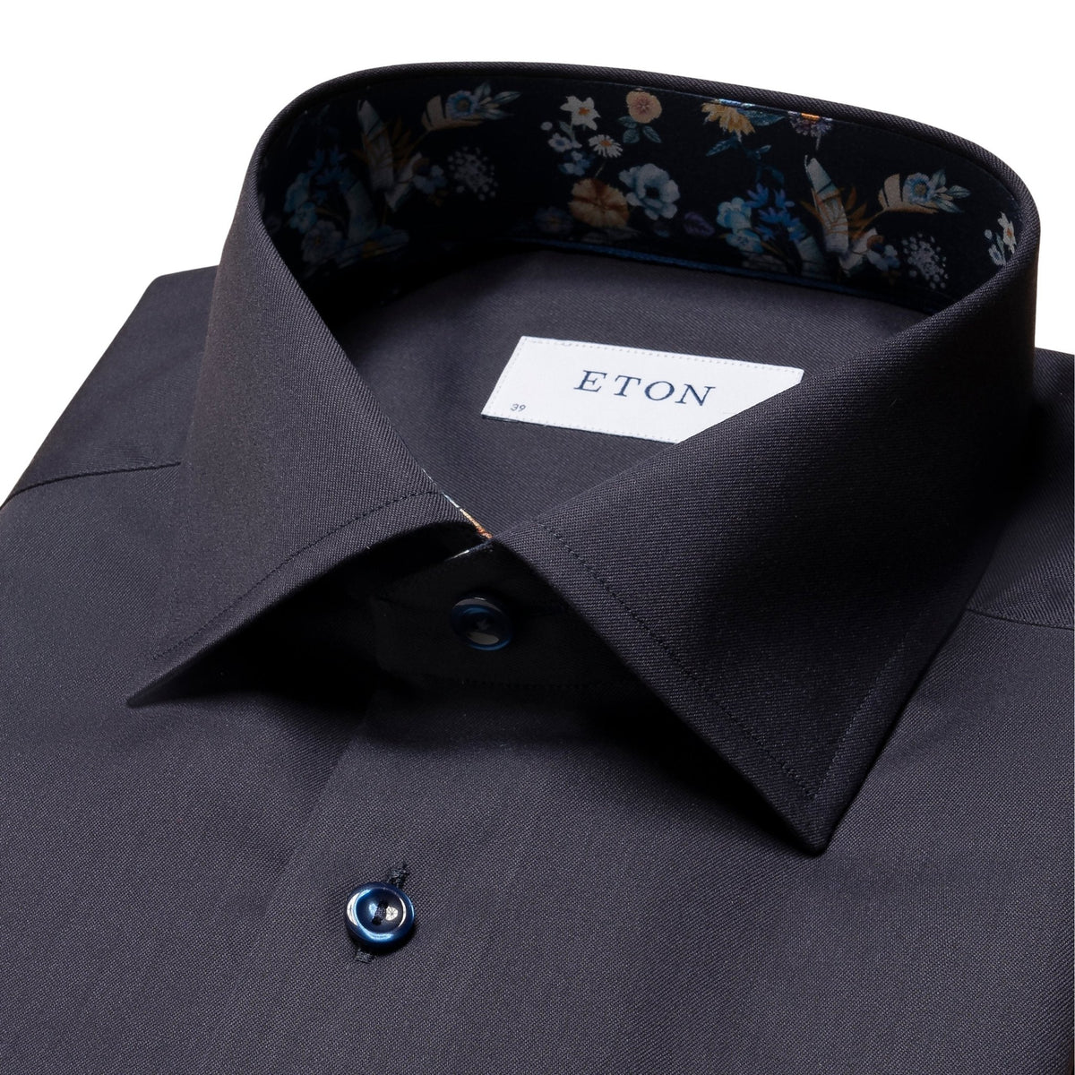 Dark Navy Shirt with Floral Insert - Eton Shirts Shirts