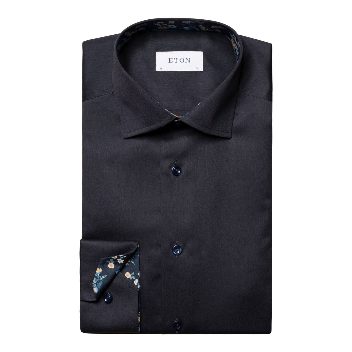 Dark Navy Shirt with Floral Insert - Eton Shirts Shirts