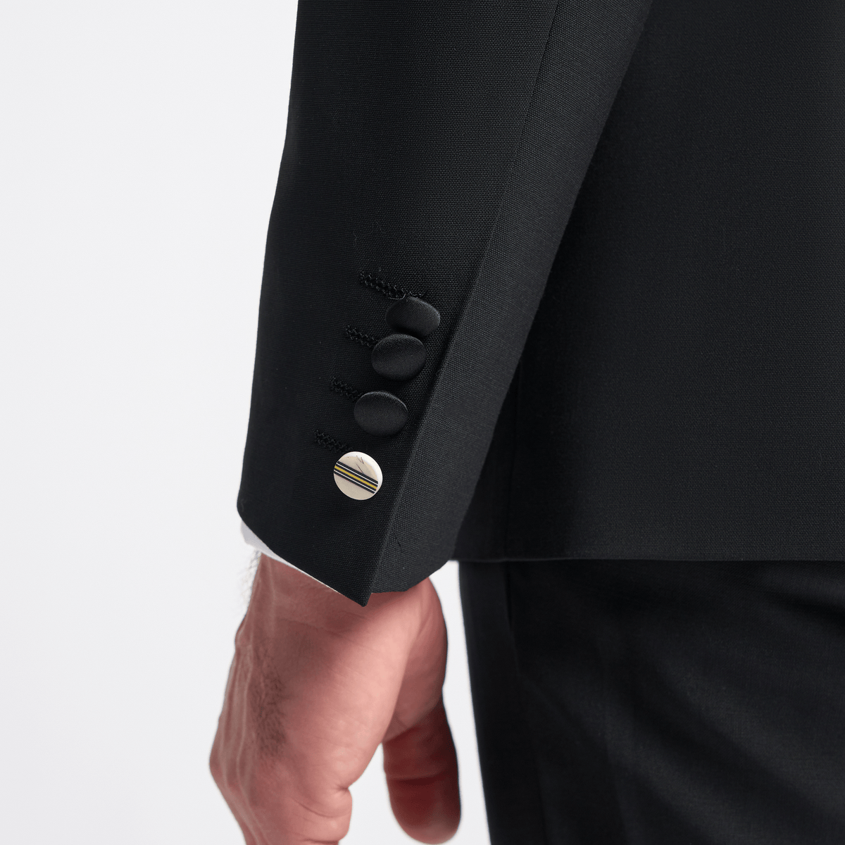 Double Breasted Black Dinner Suit - Leonard Silver