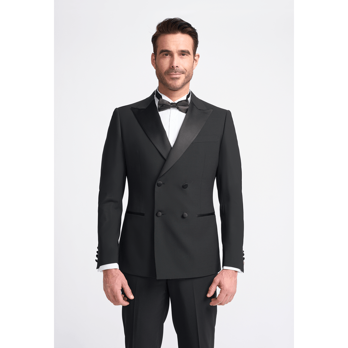 Double Breasted Black Dinner Suit - Leonard Silver