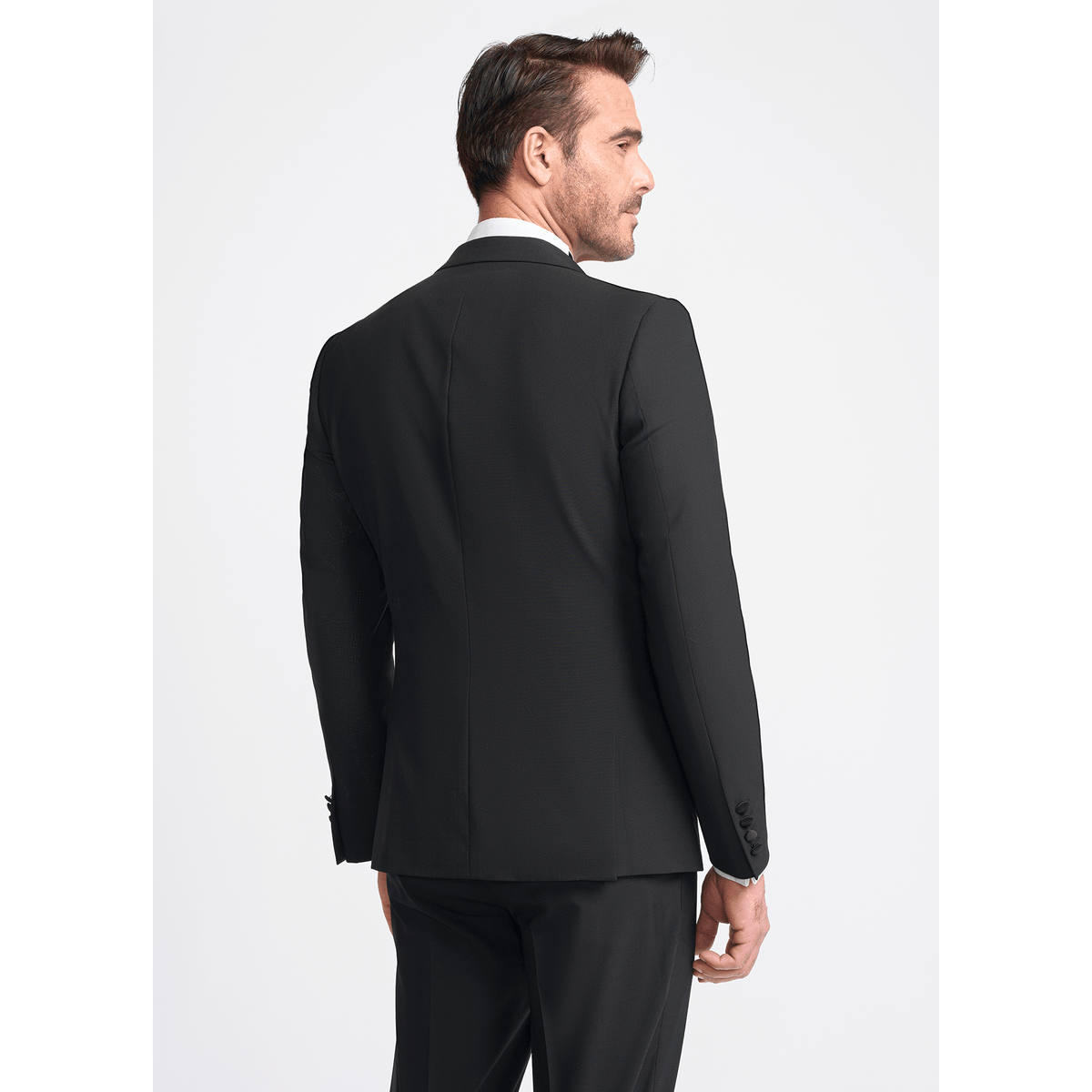 Double Breasted Black Dinner Suit - Leonard Silver