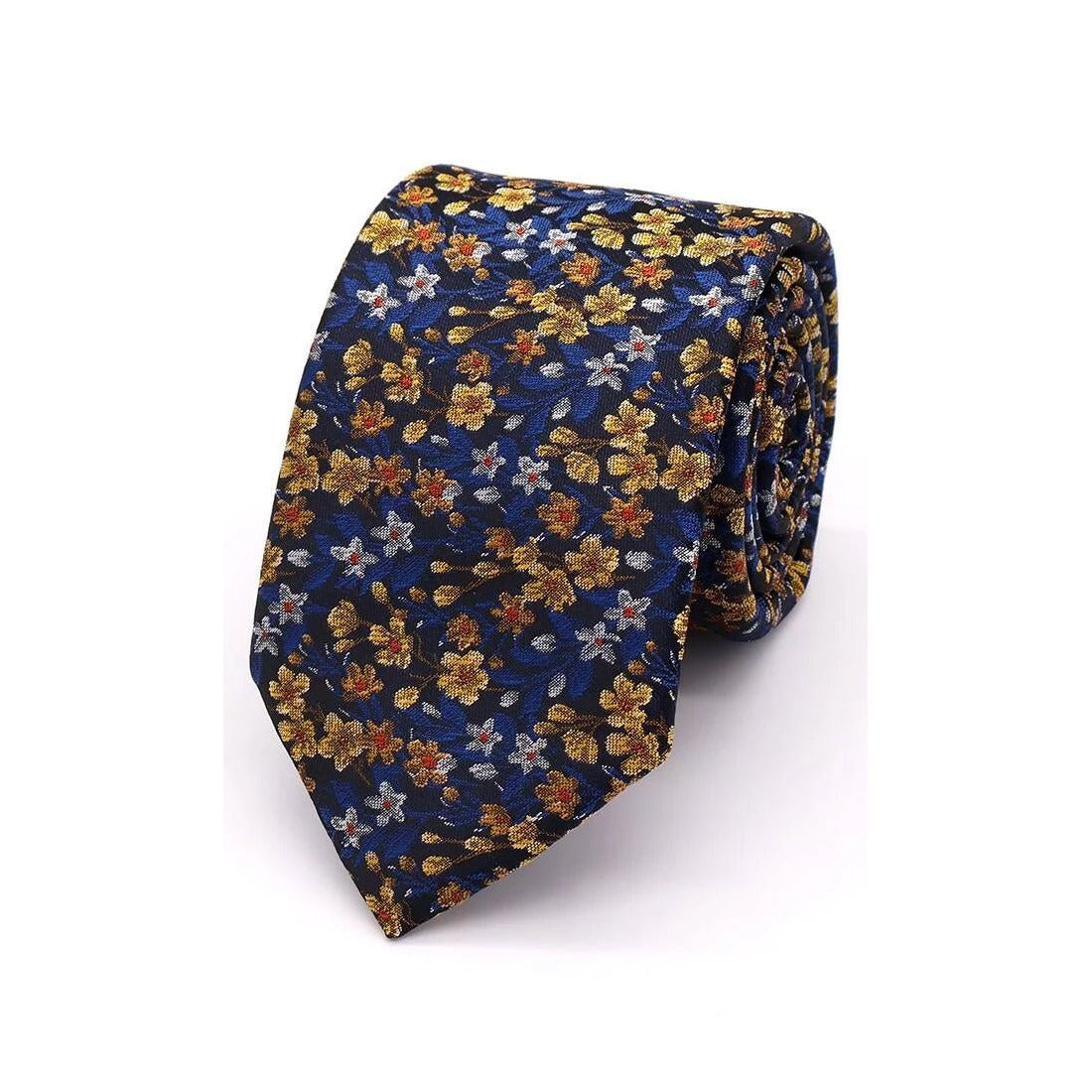 English Hedgerow Tie Yellow Blue Brown - Leonard Silver