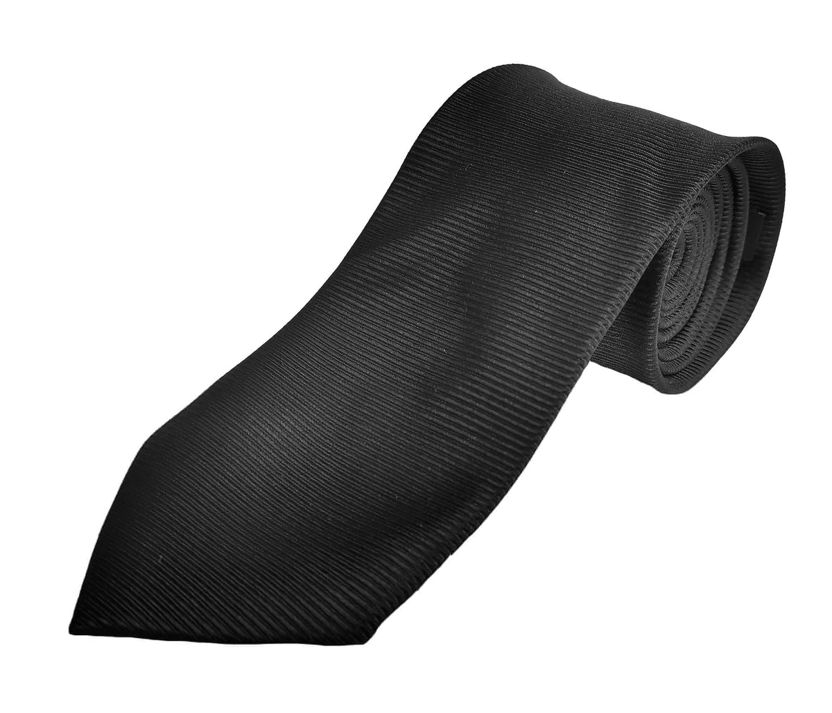 Essentials Black Rib Tie - Leonard Silver