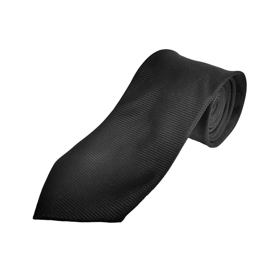 Essentials Black Rib Tie - Leonard Silver