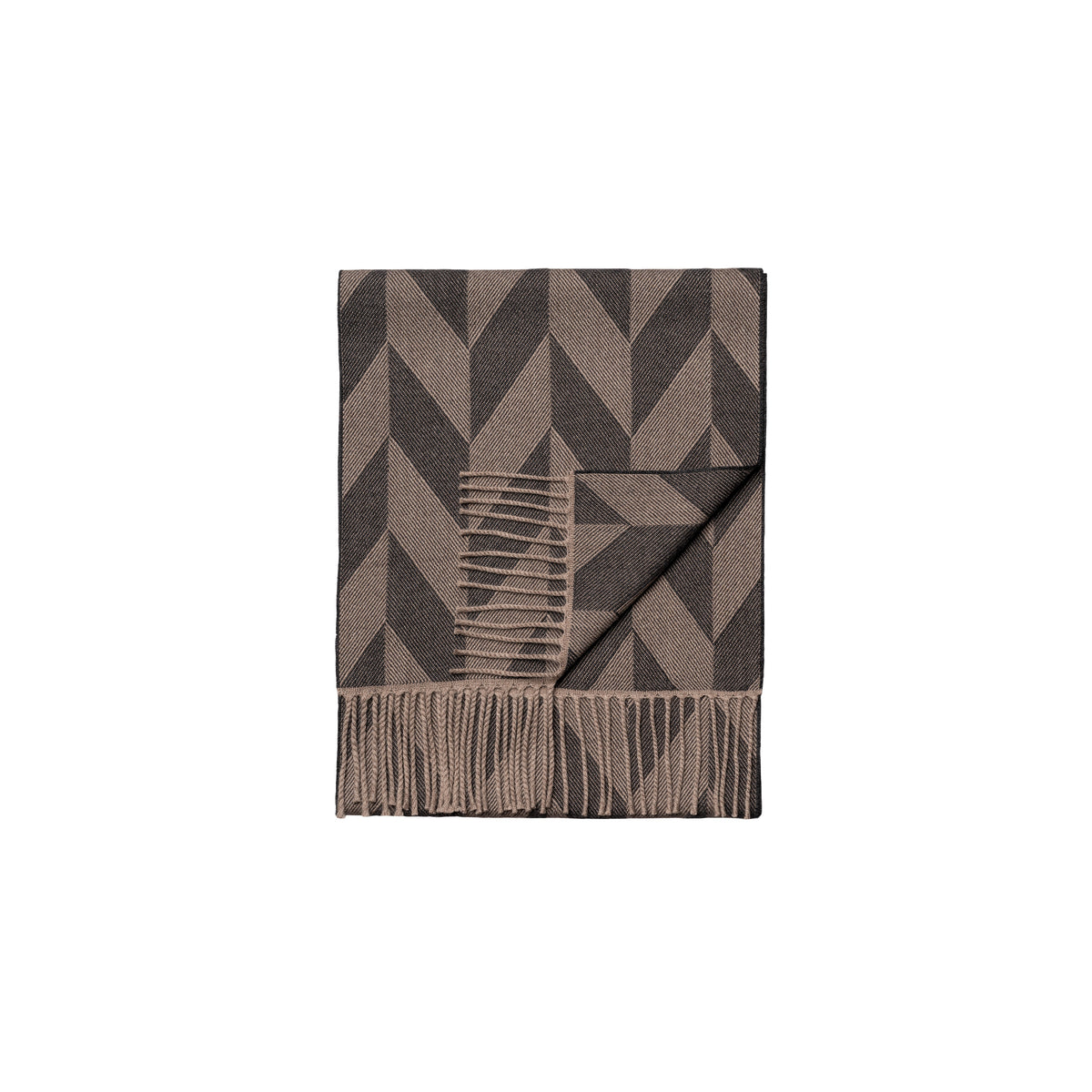 Eton Large Chevron Merino Wool Scarf Brown - Eton